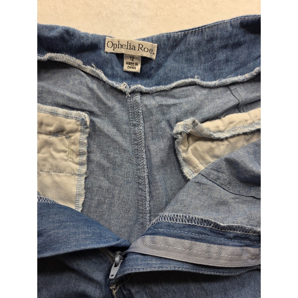 Ophelia Roe Women's Blue Denim Wide Leg Cropped Pants. New With Tags. Size 12 - Picture 4 of 10
